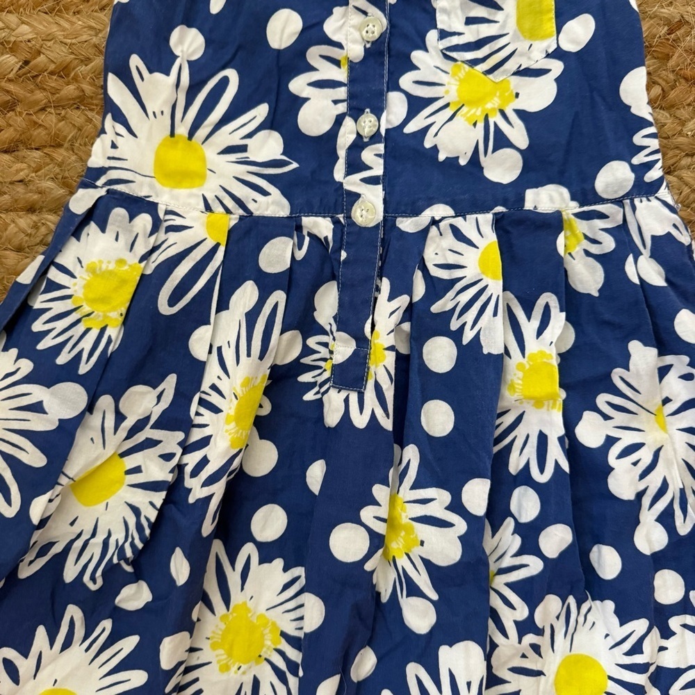 John Lewis Girls size 7 Blue & White Floral Sleeveless Cotton Dress - Picture 3 of 5